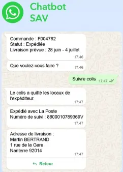Capture écran Chatbot SAV