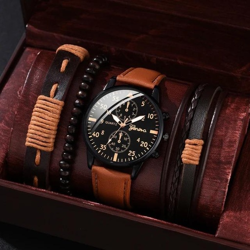 Ensemble montre bracelet à quartz d'affaires 