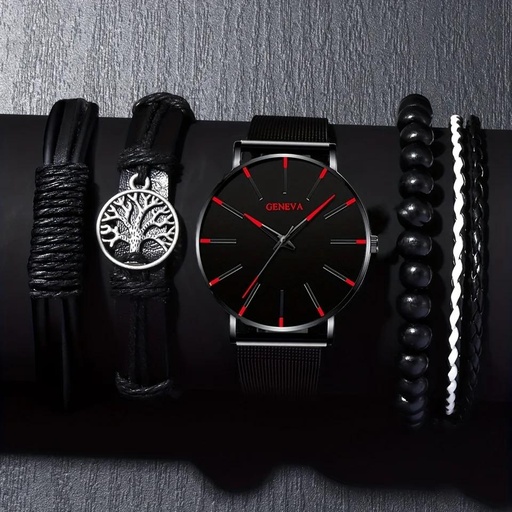 Ensemble montre à quartz pour homme et bracelet 