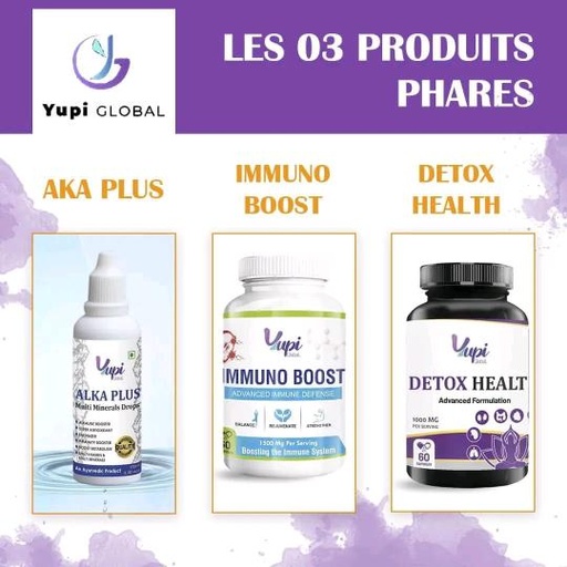 Pack bien-être Yupi Global : Detox Health, Alka Plus, Immuno Boost 